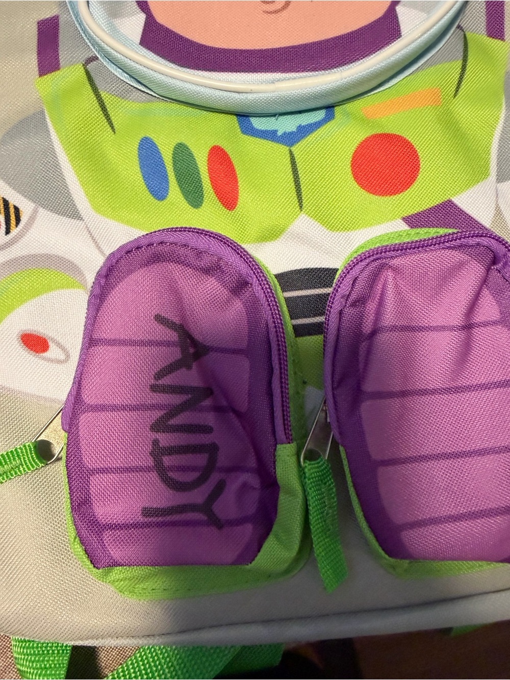 Disney Buzz Lightyear Backpack in Purple, Green & Light Blue - Picture 3 of 3